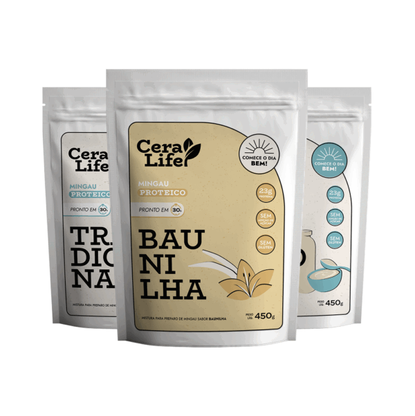 Combo 3 Mingau Proteico Ceralife Sabor Tradicional e Baunilha 450g